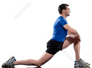 Man Workout Posture fitness exercise kneeling stretching legs