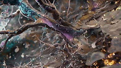 A heavily myelinated axon with a thick layer of myelin surrounding the nerve fibers