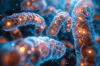 Microbiome and immune system interaction with probiotics in 3d healthcare background