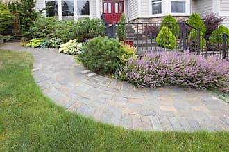 Front Yard Garden Curve Paver Path