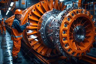 Shipbuilding orange rotary screw with blades for turbine engine vessel propulsion