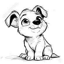 Coloring page of little dog for kids coloring book.