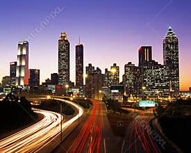 Business district at dusk, Atlanta.