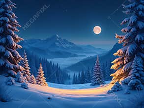 Winter Snow-Covered Landscape