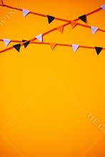 Bunting Flags Halloween Vertical Banner on orange background