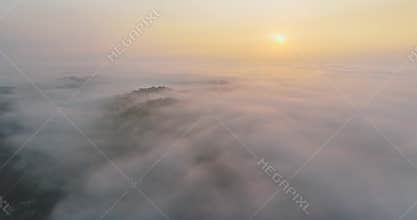 Aerial view of Xuan Tho suburbs near Da Lat city at morning