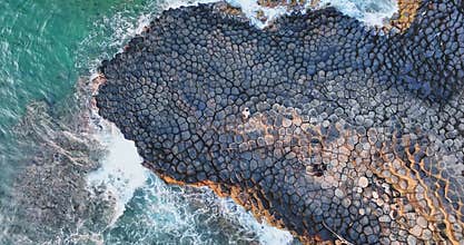 Aerial view of Giant\'s Causeway in Phu Yen, Vietnam
