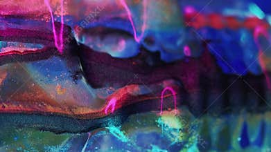 Vertical ink skull glitter fluid drip black paint