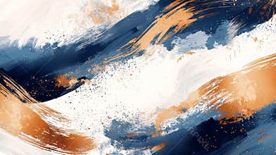 Blue and gold brush strokes blend on white, creating a vibrant design for elegant projects