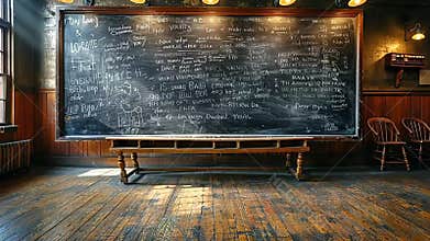 Vintage Classroom with Chalkboard