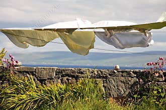 Laundry hang to dry in Aran islands, Ireland