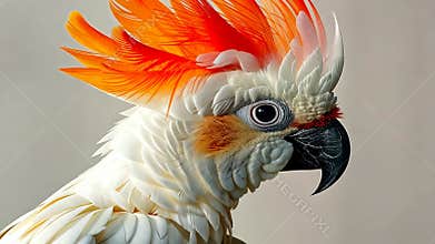 Majestic cockatoo with vibrant plumage in profile view