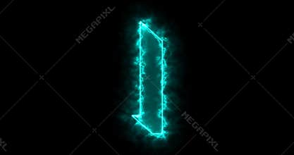 Neon I alphabet on black background.