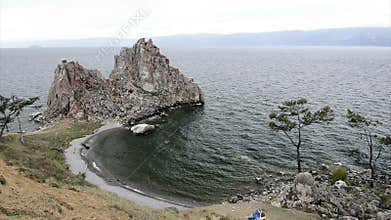 Waves in the bay on lake Baikal