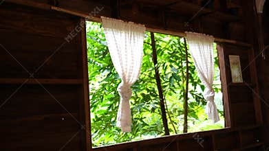 Wooden porch, Halfturn with landing , Thai style Patio.