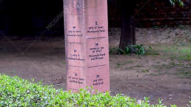 8 Jan 2024-Pillar Inside Afsarwala Tomb Courtyard with Directional Sign in Delhi