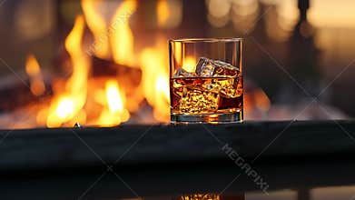 Distilled elegance: cognac presentation, whiskey aroma, brandy warmth, premium beverage, rich essence, crafted spirit, refined