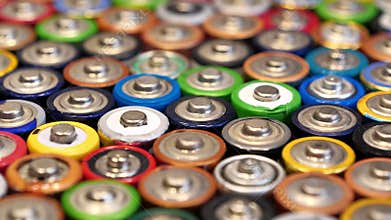 Many multicolored batteries