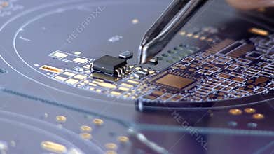 Assemble circuit with surface mount IC's, resistors & caps, by hand