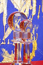 Glass candle holders and balls