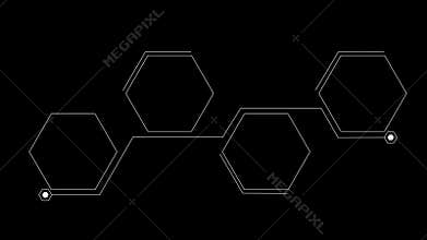 Animation elements HUD frame lines callout for text on black bg 4K