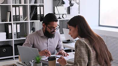 Office Workers Cooperation While Research Papers In Office