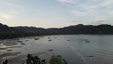Philippine Paradise: Aerial Drone Views of Stunning Sunsets, Sunrises, and Tropical Beaches with Palm Trees