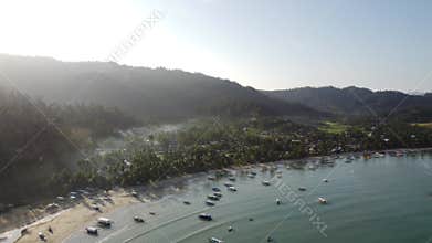 Philippine Paradise: Aerial Drone Views of Stunning Sunsets, Sunrises, and Tropical Beaches with Palm Trees