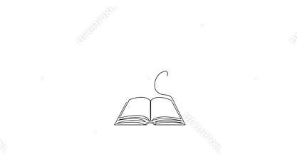 Headphone and book one line art animation,Education and studying concept outline.4k self-drawing