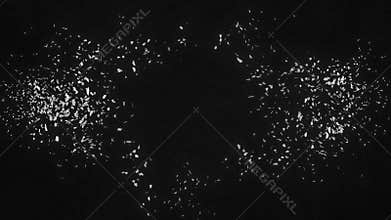 Shattered Word Profit. Explosion fractured loop animation. Alpha channel