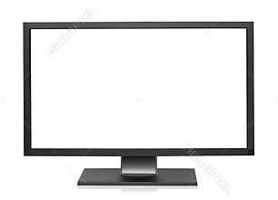 Computer display with blank white screen.