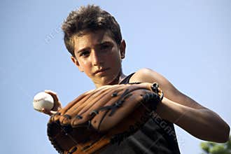 Sport, baseball and kids, portrait of child throwing ball
