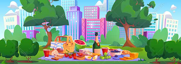 Picnic in summer city park