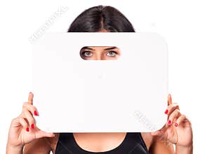 Young Girl Showing Blank Card