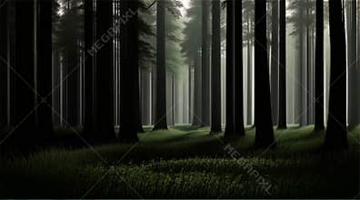 Eerie forest night with wind