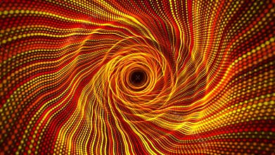 Hypnotizing abstract tunnel with colourful swirl pattern and yellow glow effect