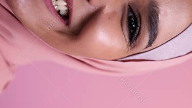 Vertical joyful smile fun expression amused woman
