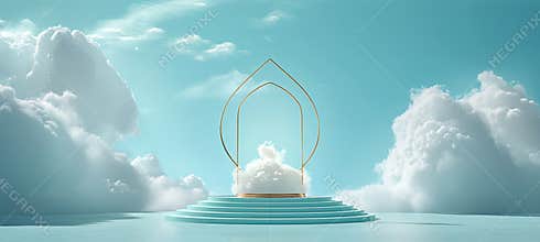 An arabic gold masonic podium stand.