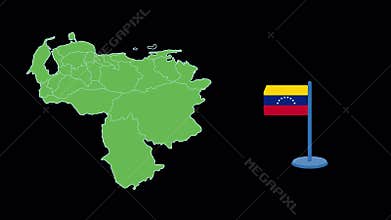 Venezuela flag and map shape animation