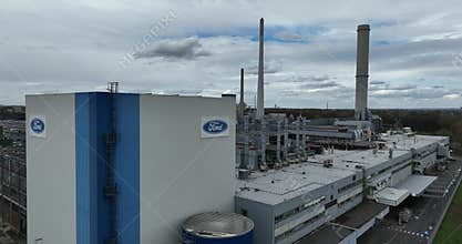 Cologne, North Rhine Westphalia, Germany, March 31th, 2024: Ford factory Cologne, Ford company logo. Automobile industry