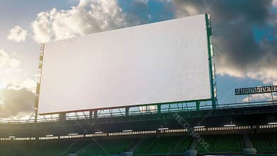 Generative AI Blank white advertising billboard in front of sport stadium business concept.