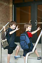 Boys Going into School