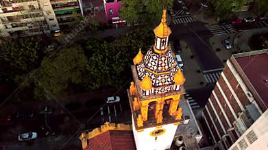 Church San Isidro Labrador, cathedral roof, view from drone