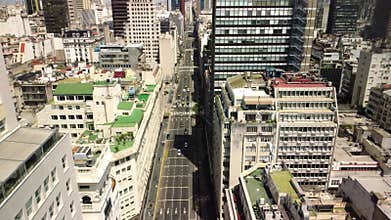 Aerial view of Buenos Aires, Plaza de Mayo Square, urban skyline with modern skyscrapers, business