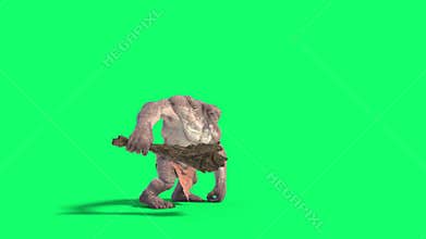 Cyclops Monster Green Screen Attacks Side Loop 3D Rendering Animation