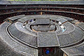 Hakka Roundhouse tulou walled village, Fujian, Chi