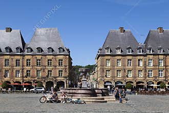Fountain in the middle of the Place Ducale in Charleville-Mezieres
