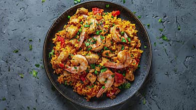 Delicious Spanish Paella with Shrimp and Vegetables