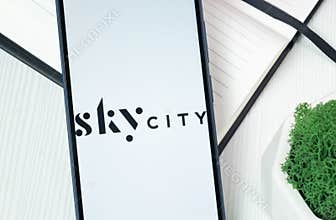 New York, USA - 30 June 2024: Skycity Entertainment Logo or Icon on Phone Screen