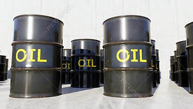 Black barrels for cruel oil or petroleum,